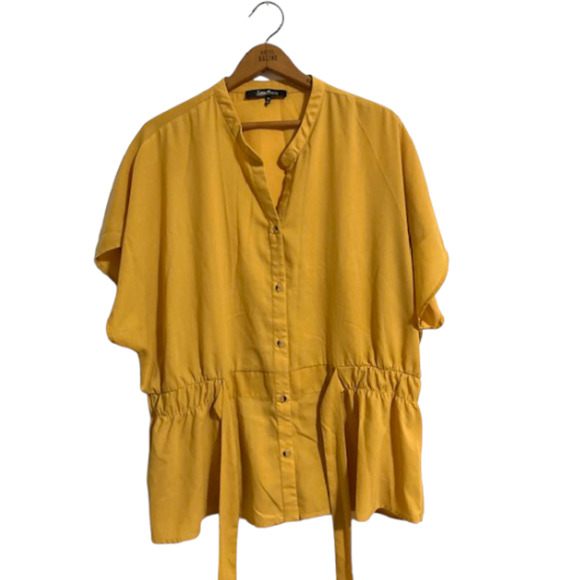 Sweet Rain MUSTARD Blouse With Attached Belt - Women's 2X - Picture 6 of 8